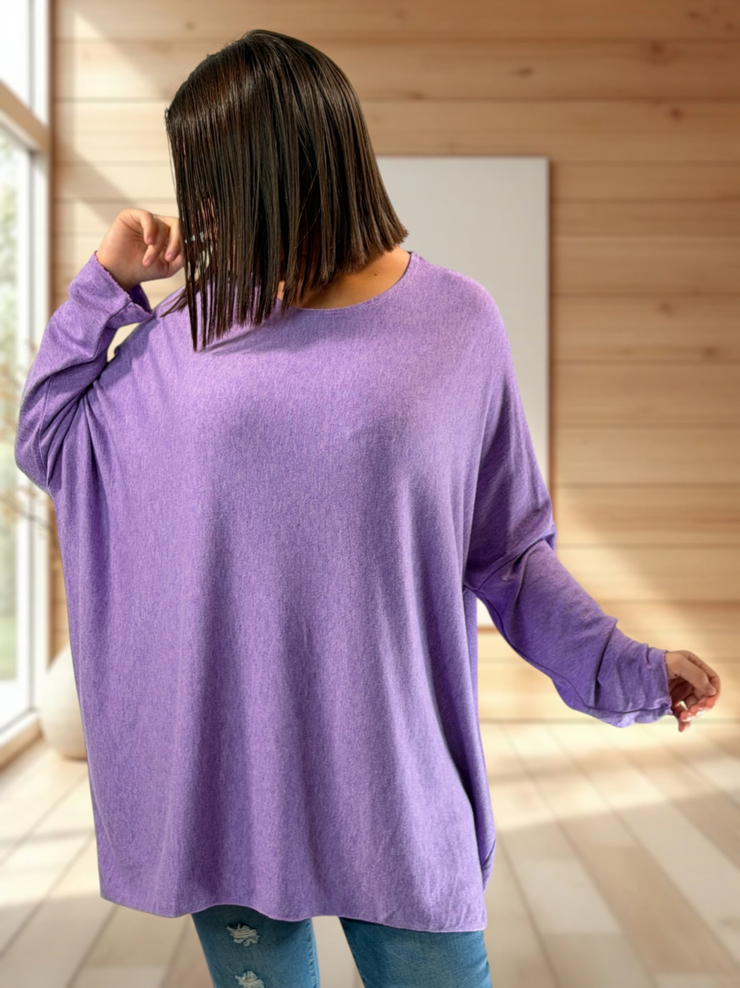 CAPRIO - PULL LILAS EN MAILLE FLUIDE JUSQU'A LA TAILLE 54