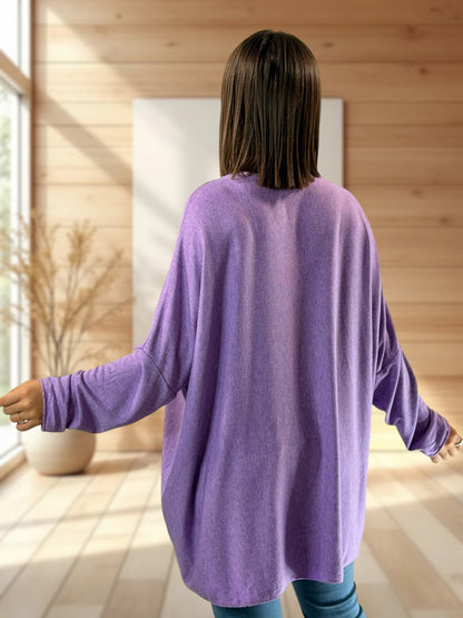 CAPRIO - PULL LILAS EN MAILLE FLUIDE JUSQU'A LA TAILLE 54