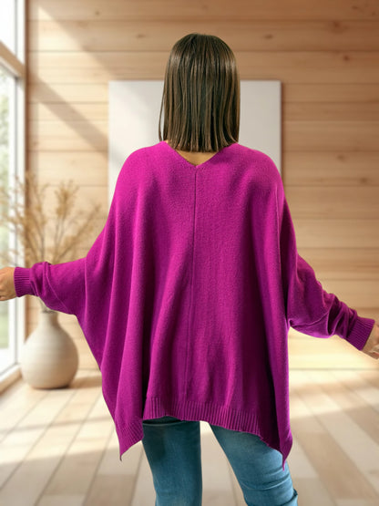 MATHILDE - GILET OVERSIZE CYCLAMEN JUSQU'A LA TAILLE 56/58