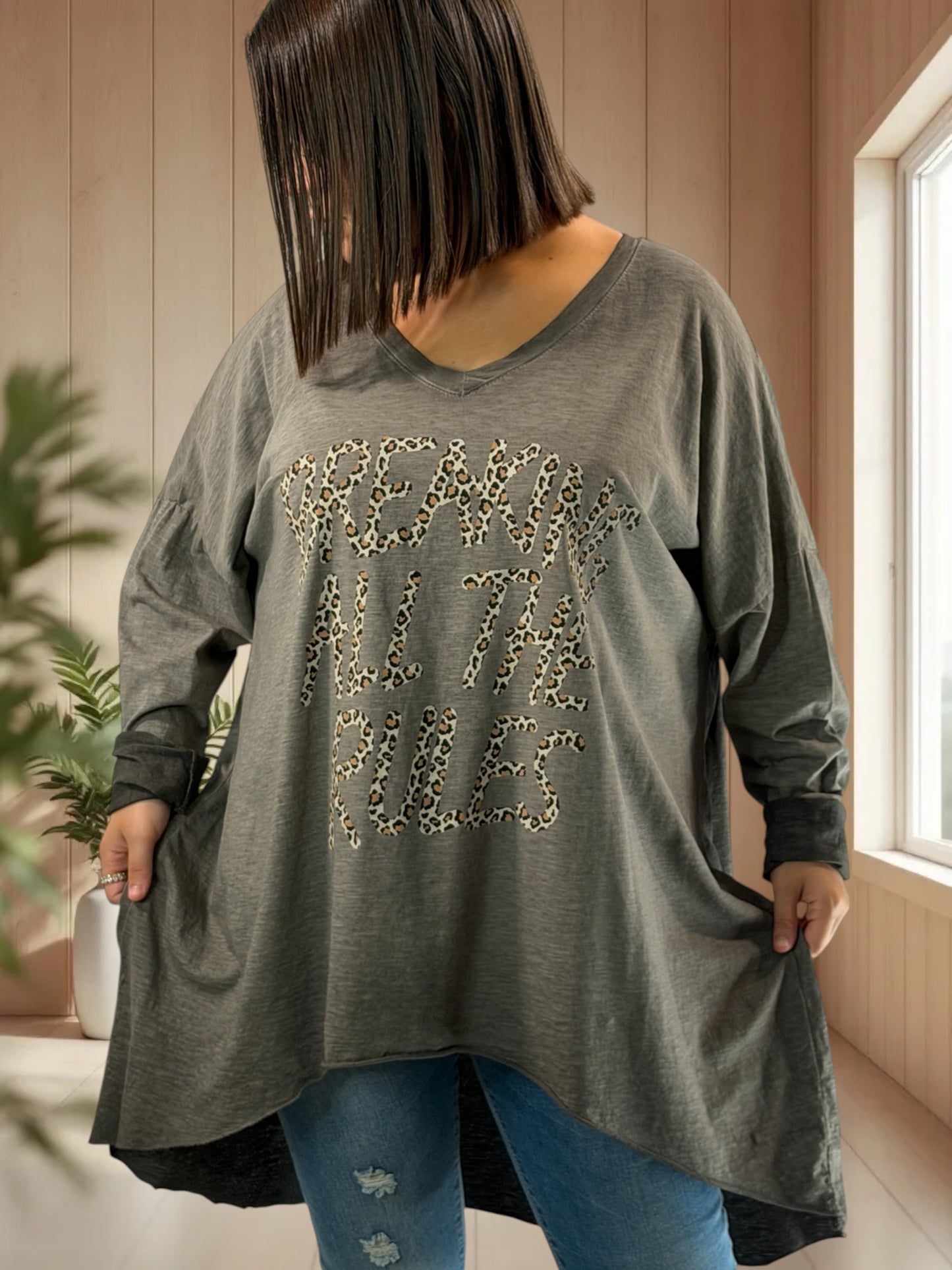 SAVANA - TEE-SHIRT OVERSIZE TAUPE JUSQU'A LA TAILLE 56