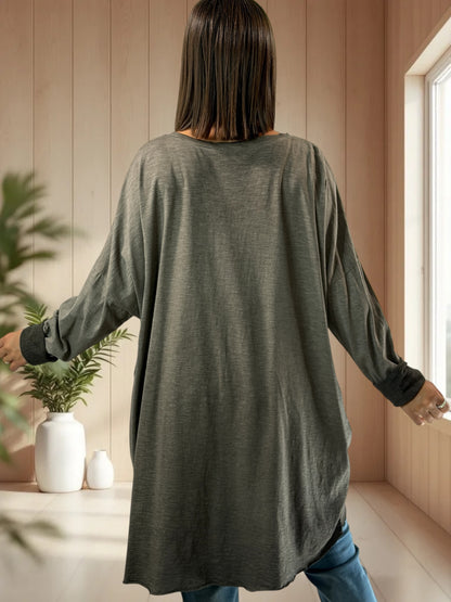 SAVANA - TEE-SHIRT OVERSIZE TAUPE JUSQU'A LA TAILLE 56