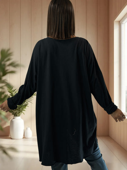 SAVANA - TEE-SHIRT OVERSIZE NOIR JUSQU'A LA TAILLE 56