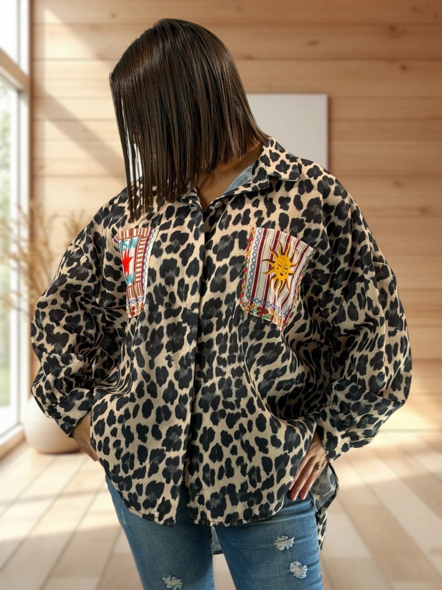 SOLELUNA - CHEMISE OVERSIZE LEOPARD JUSQU'A LA TAILLE 54