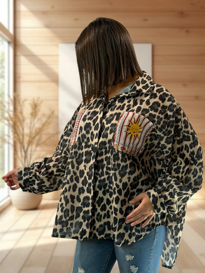 SOLELUNA - CHEMISE OVERSIZE LEOPARD JUSQU'A LA TAILLE 54