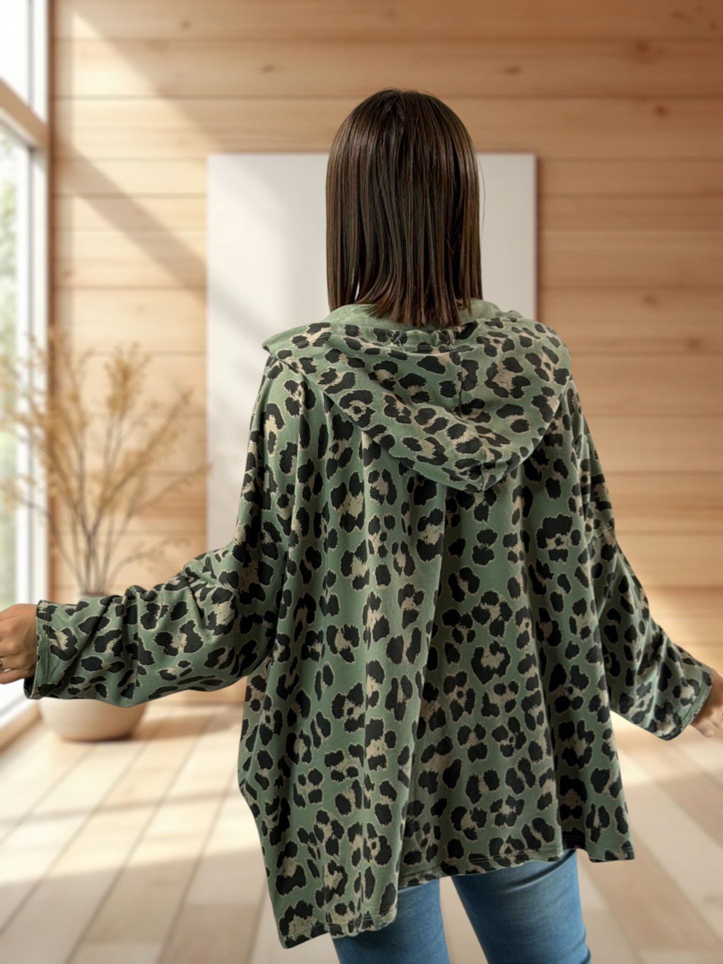 SAUVAGE - SWEAT LEOPARD KAKI JUSQU'A LA TAILLE 56