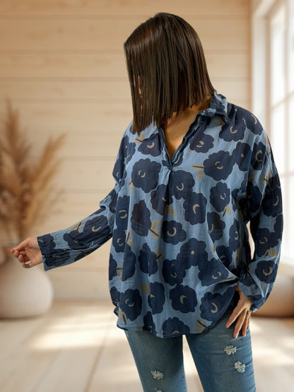 LUCINDA - BLOUSE A MOTIF MARINE JUSQU'A LA TAILLE 50