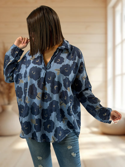 LUCINDA - BLOUSE A MOTIF MARINE JUSQU'A LA TAILLE 50