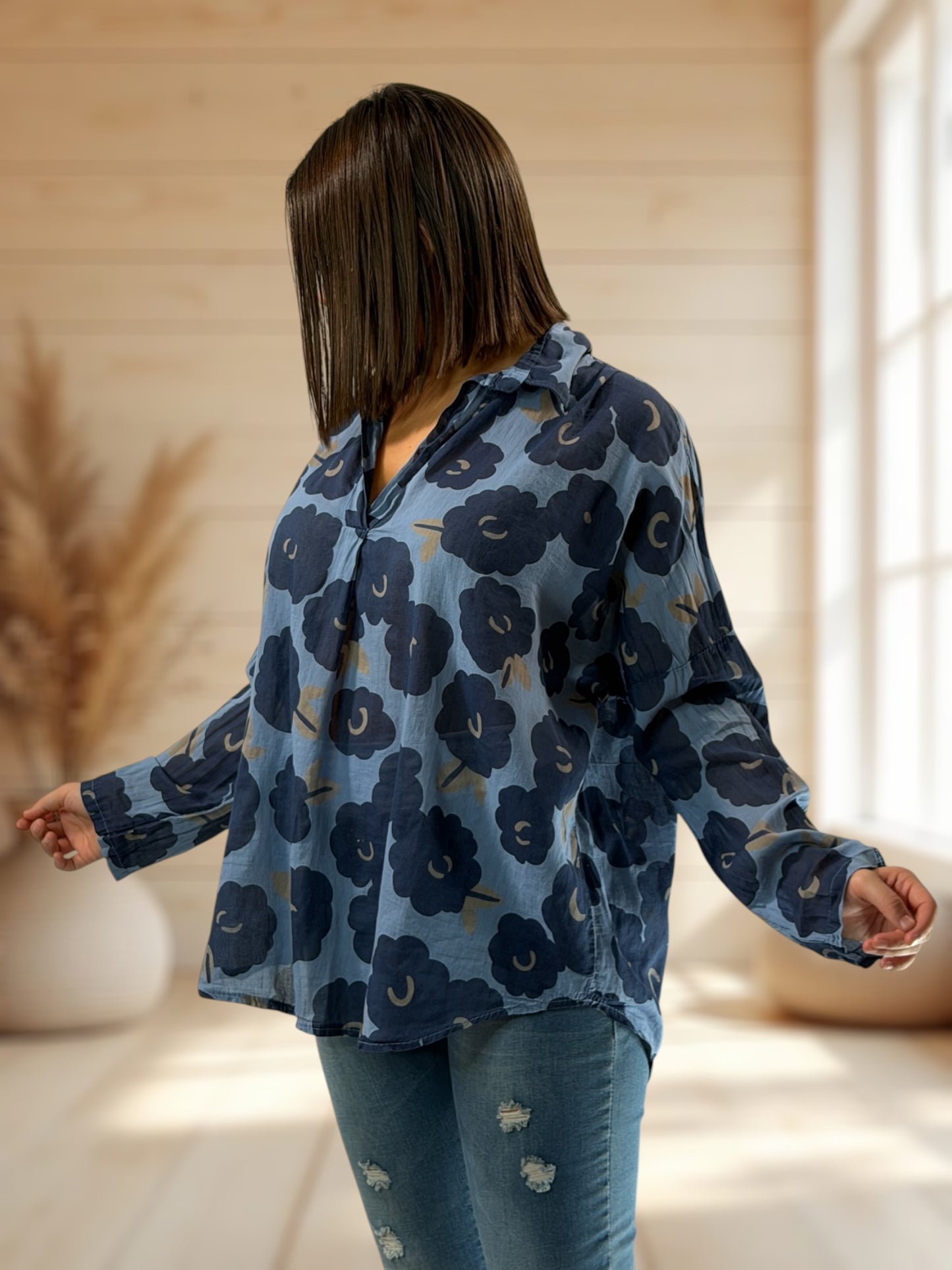 LUCINDA - BLOUSE A MOTIF MARINE JUSQU'A LA TAILLE 50