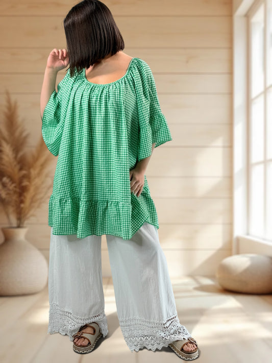 GIACOMO - PANTALON BLANC AVEC DENTELLE JUSQUA LA TAILLE 52