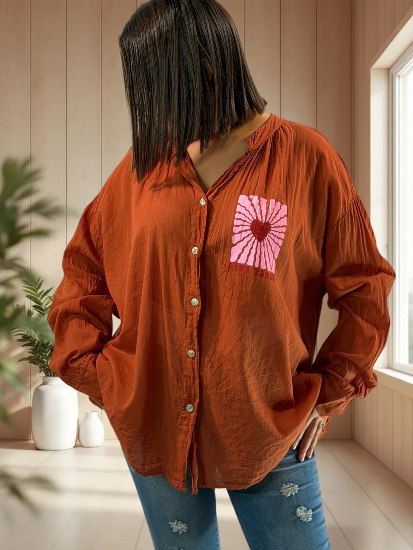 KARINA - BLOUSE ROUILLE EN COTON JUSQU'A LA TAILLE 54