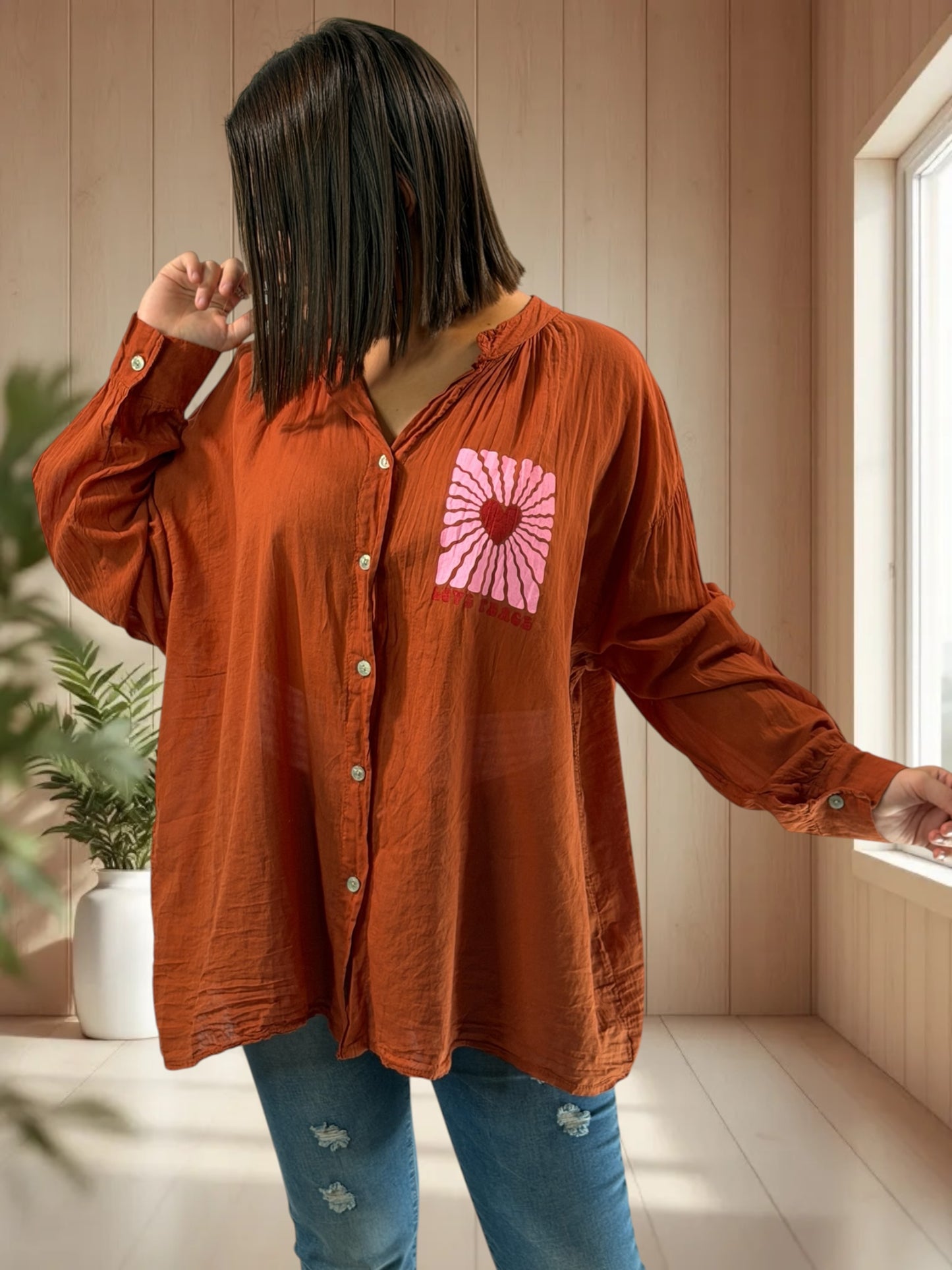 KARINA - BLOUSE ROUILLE EN COTON JUSQU'A LA TAILLE 54