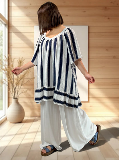 FLAVIO - PANTALON FLUIDE BLANC JUSQUA LA TAILLE 52/54