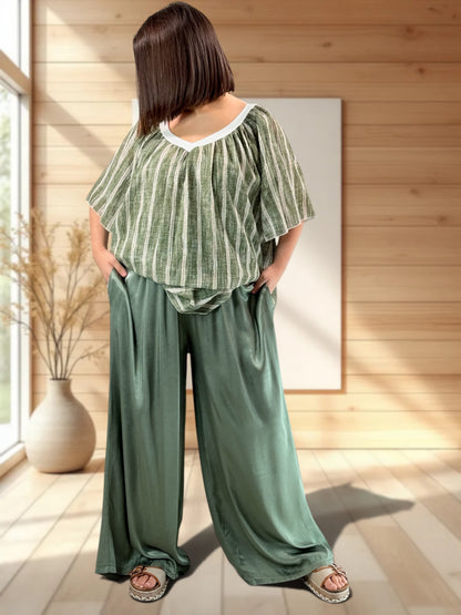 FLAVIO - PANTALON FLUIDE  KAKI JUSQUA LA TAILLE 52/54