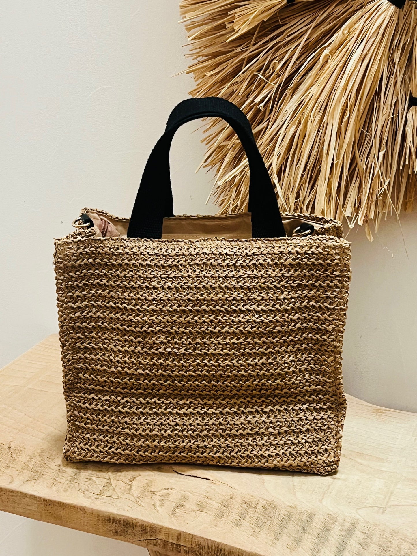 MELINA - SAC CABAS CAMEL  INSCRIPTION BRODEE TOTE BAG