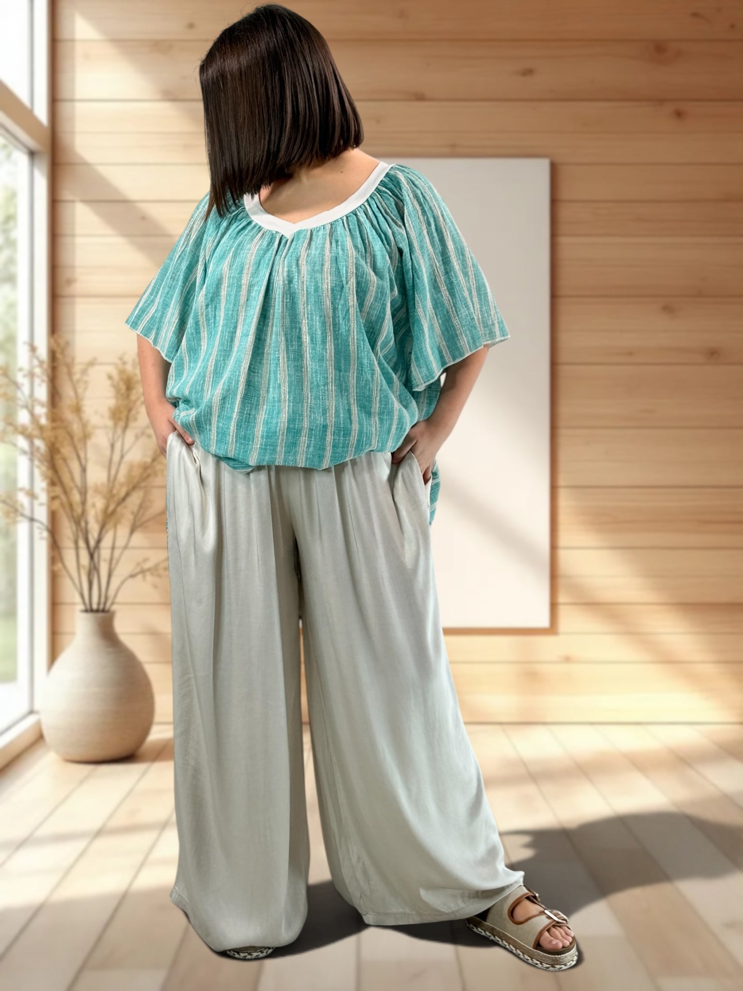 FLAVIO - PANTALON FLUIDE BEIGE JUSQUA LA TAILLE 52/54
