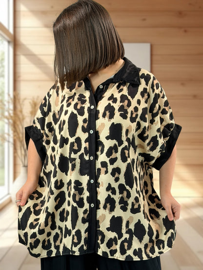 CLEMENCE - TUNIQUE OVERSIZE LEOPARD JUSQU'A LA TAILLE 56