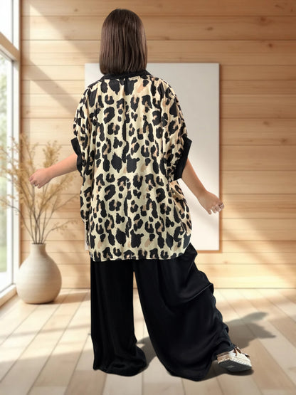 CLEMENCE - TUNIQUE OVERSIZE LEOPARD JUSQU'A LA TAILLE 56
