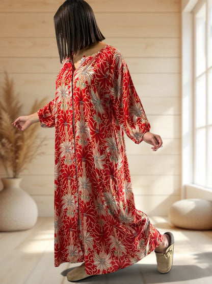 ROSANA - ROBE A MOTIF ROUGE JUSQU'A LA TAILLE 48
