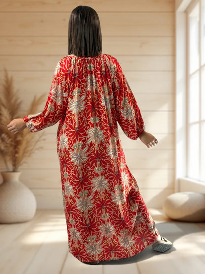 ROSANA - ROBE A MOTIF ROUGE JUSQU'A LA TAILLE 48