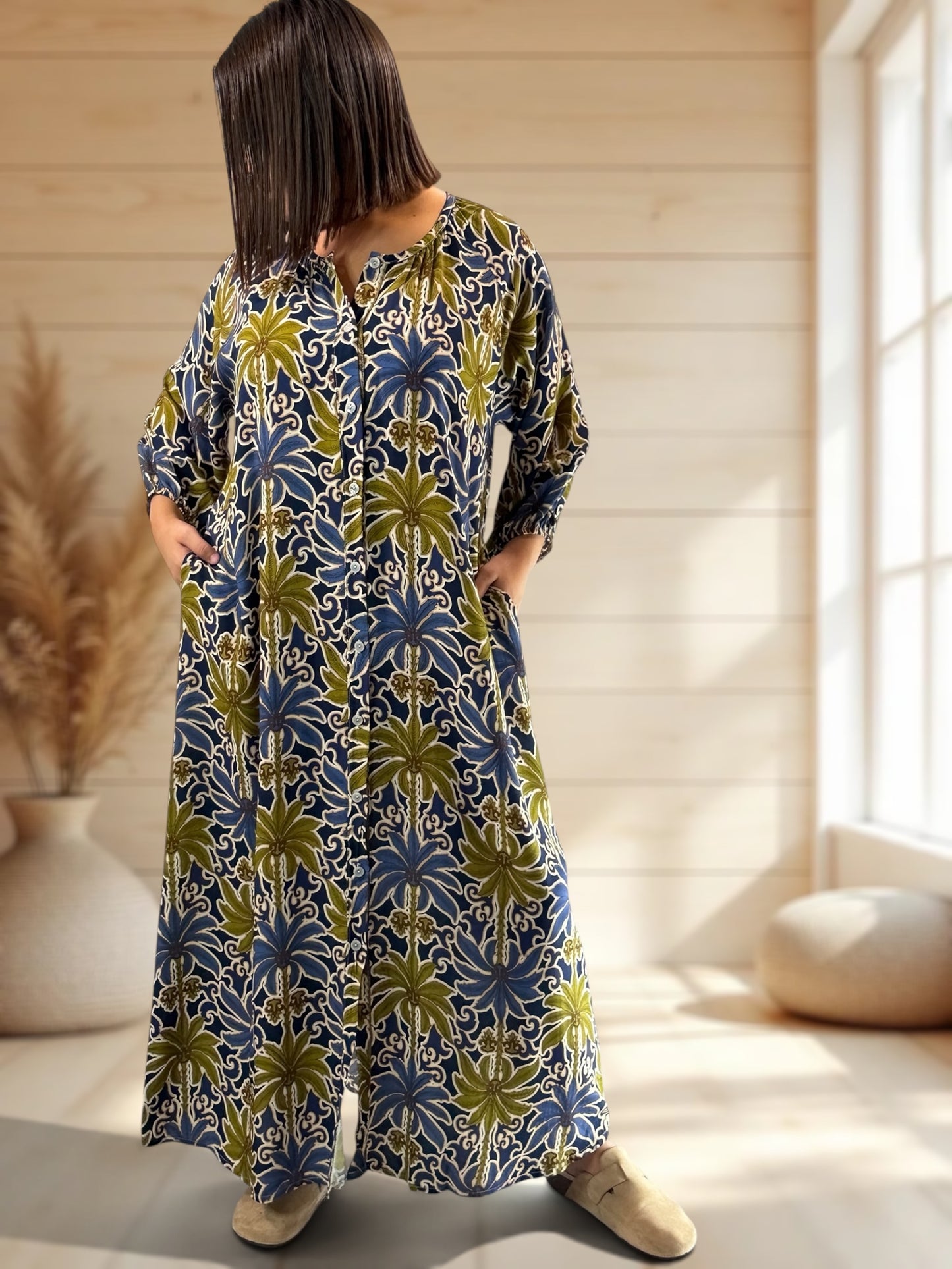 ROSANA - ROBE A MOTIF MARINE JUSQU'A LA TAILLE 48