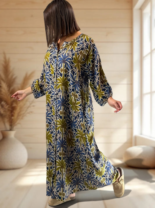 ROSANA - ROBE A MOTIF MARINE JUSQU'A LA TAILLE 48