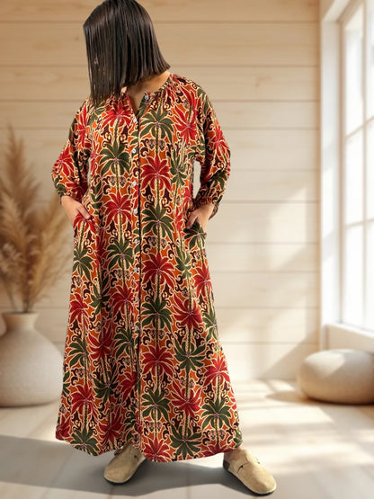 ROSANA - ROBE A MOTIF ROUX JUSQU'A LA TAILLE 48
