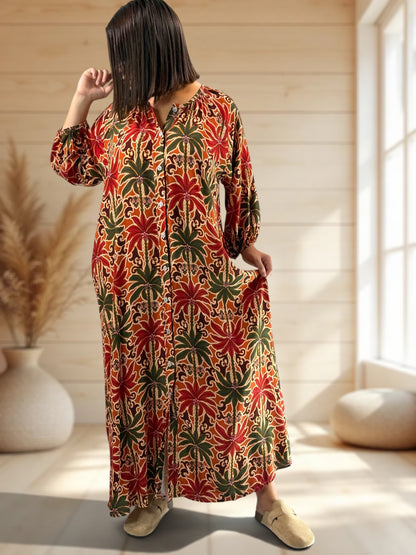 ROSANA - ROBE A MOTIF ROUX JUSQU'A LA TAILLE 48