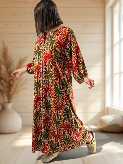 ROSANA - ROBE A MOTIF ROUX JUSQU'A LA TAILLE 48