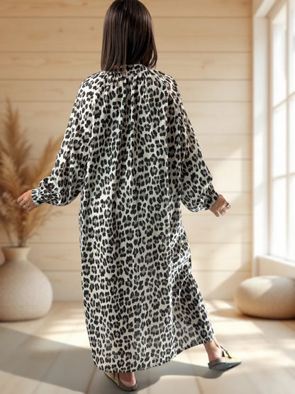 FELINE - ROBE LEOPARD EN COTON JUSQU'A LA TAILLE 50