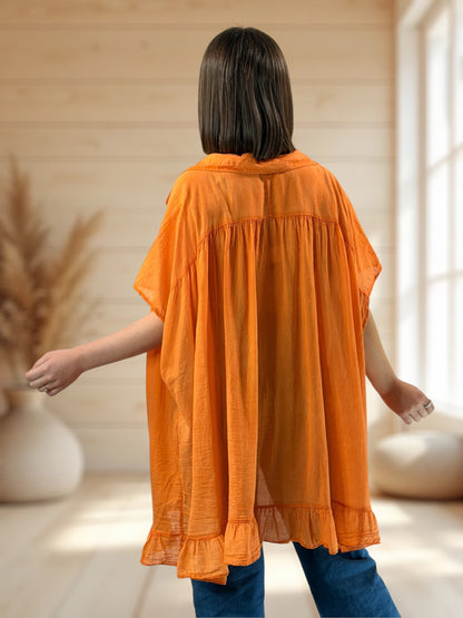 AROME  - TUNIQUE ORANGE EN COTON JUSQU'A LA TAILLE 56