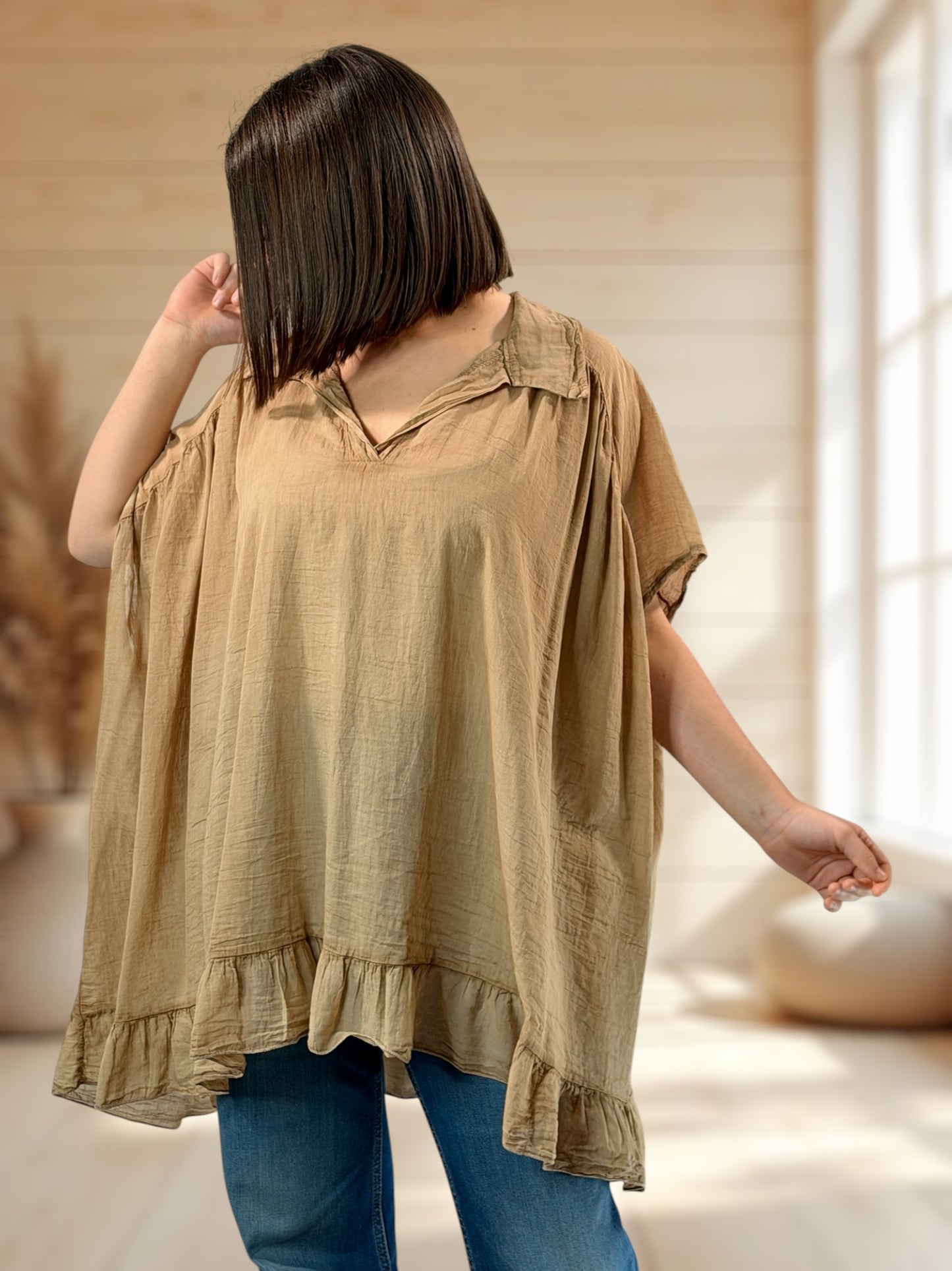 AROME  - TUNIQUE CAMEL EN COTON JUSQU'A LA TAILLE 56