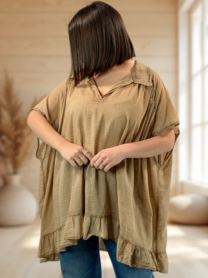 AROME  - TUNIQUE CAMEL EN COTON JUSQU'A LA TAILLE 56