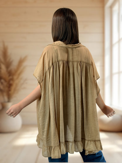 AROME  - TUNIQUE CAMEL EN COTON JUSQU'A LA TAILLE 56