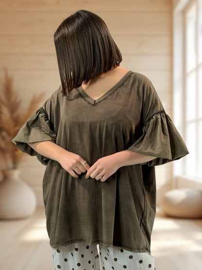 JIMMY - TEE-SHIRT OVERSIZE MARRON JUSQU'A LA TAILLE 54