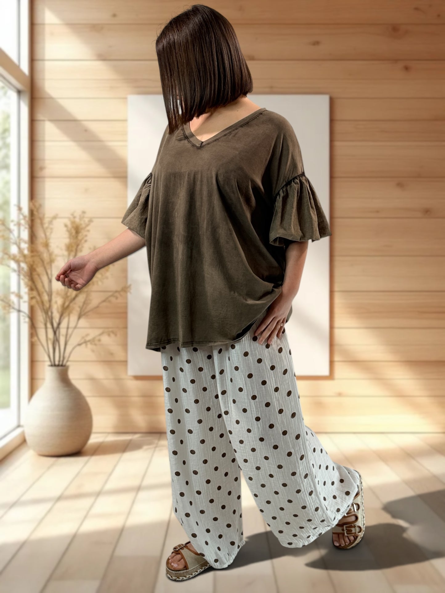 JIMMY - TEE-SHIRT OVERSIZE MARRON JUSQU'A LA TAILLE 54