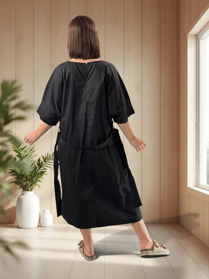 VERONICA - ROBE NOIRE A MOTIF JUSQU'A LA TAILLE 52