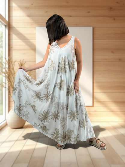 CANDICE - ROBE AMPLE BRODEE JUSQU'A LA TAILLE 52