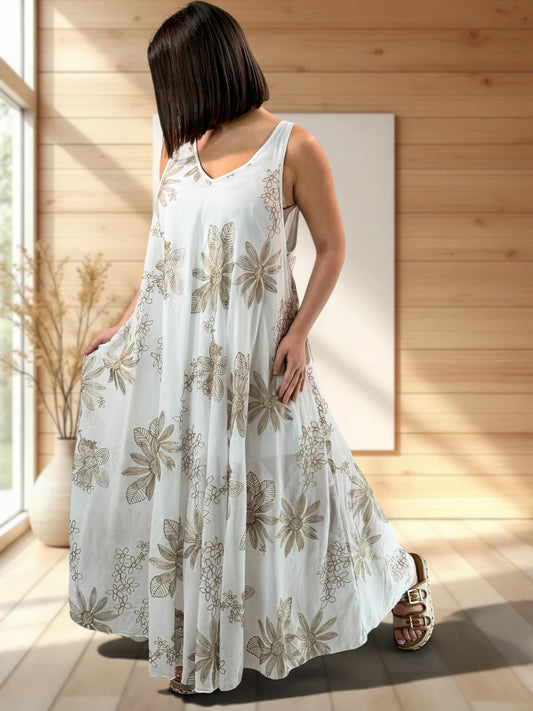 CANDICE - ROBE AMPLE BRODEE JUSQU'A LA TAILLE 52