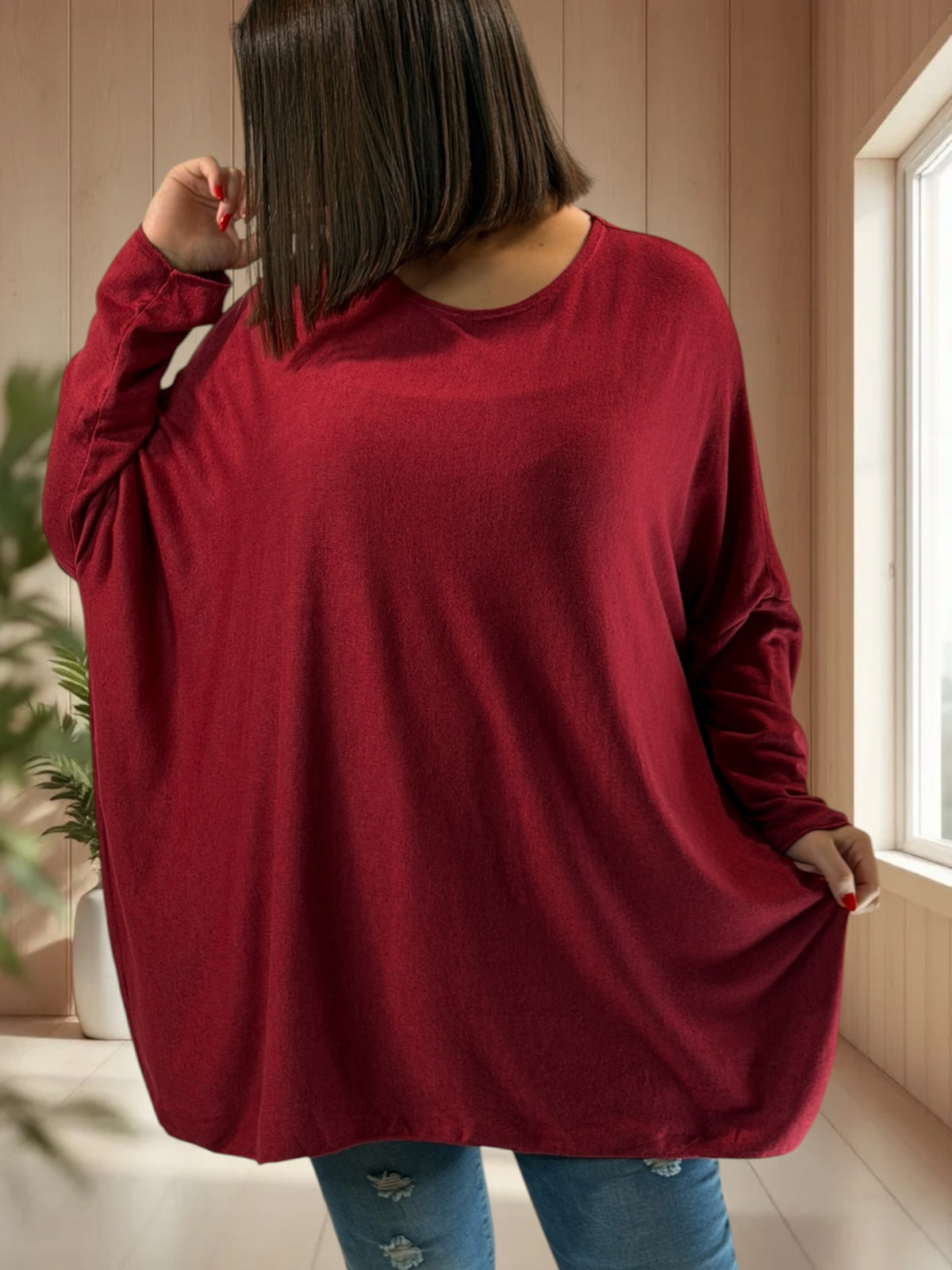 CAPRIO - PULL BORDEAUX EN MAILLE FLUIDE JUSQU'A LA TAILLE 54