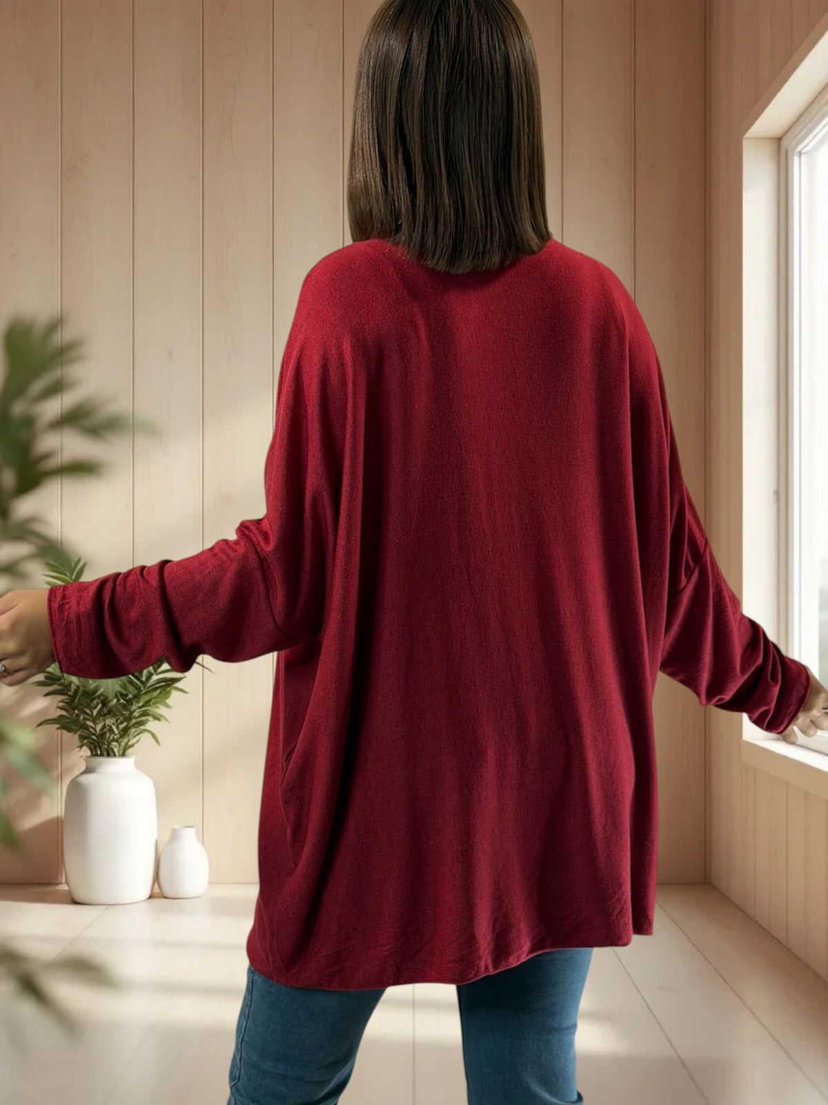 CAPRIO - PULL BORDEAUX EN MAILLE FLUIDE JUSQU'A LA TAILLE 54