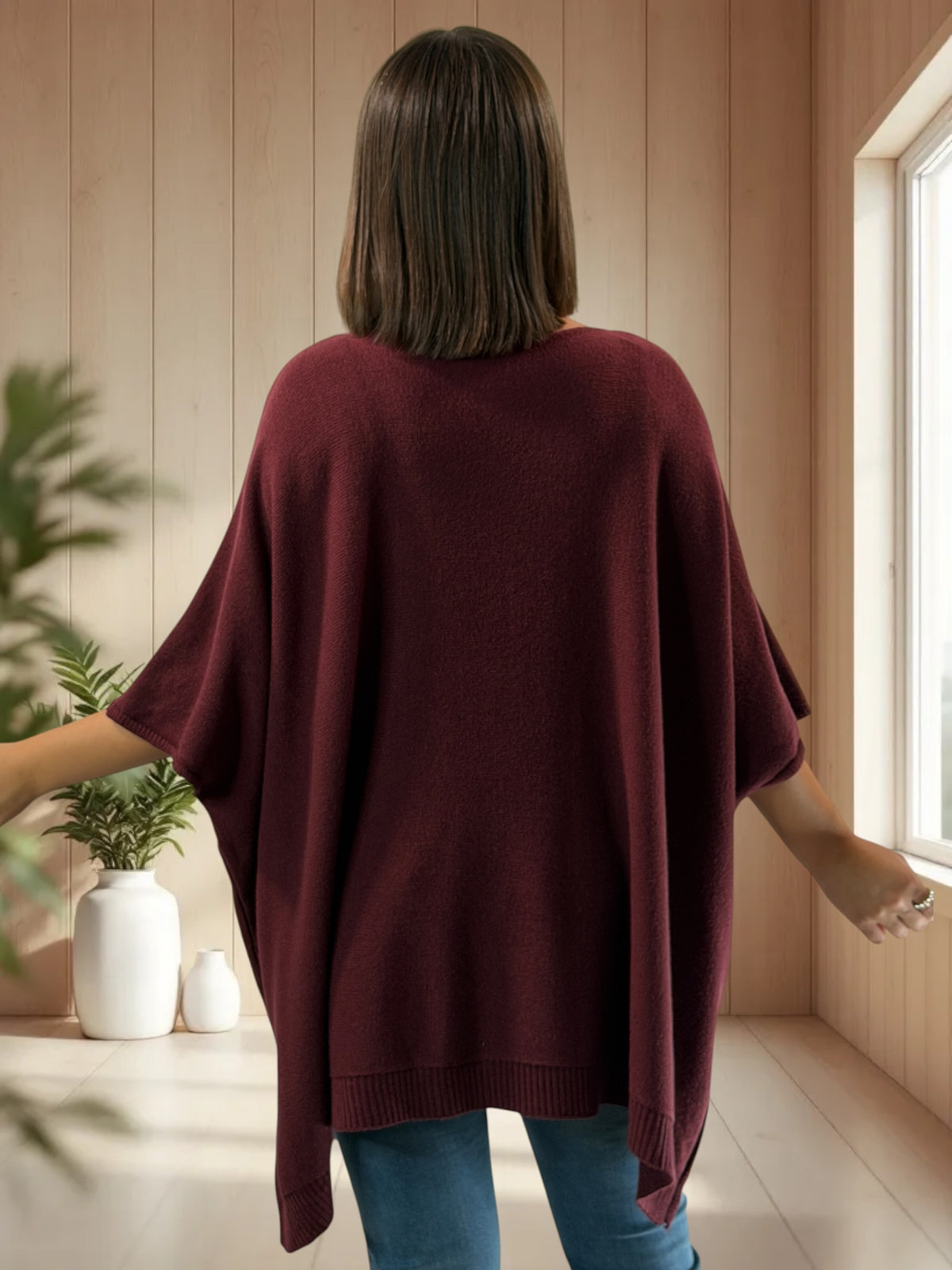 MILLO - PULL OVERSIZE BORDEAUX JUSQU'A LA TAILLE 60