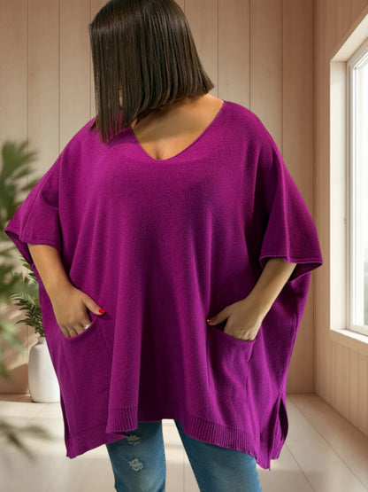 MILLO - PULL OVERSIZE CYCLAMEN JUSQU'A LA TAILLE 60