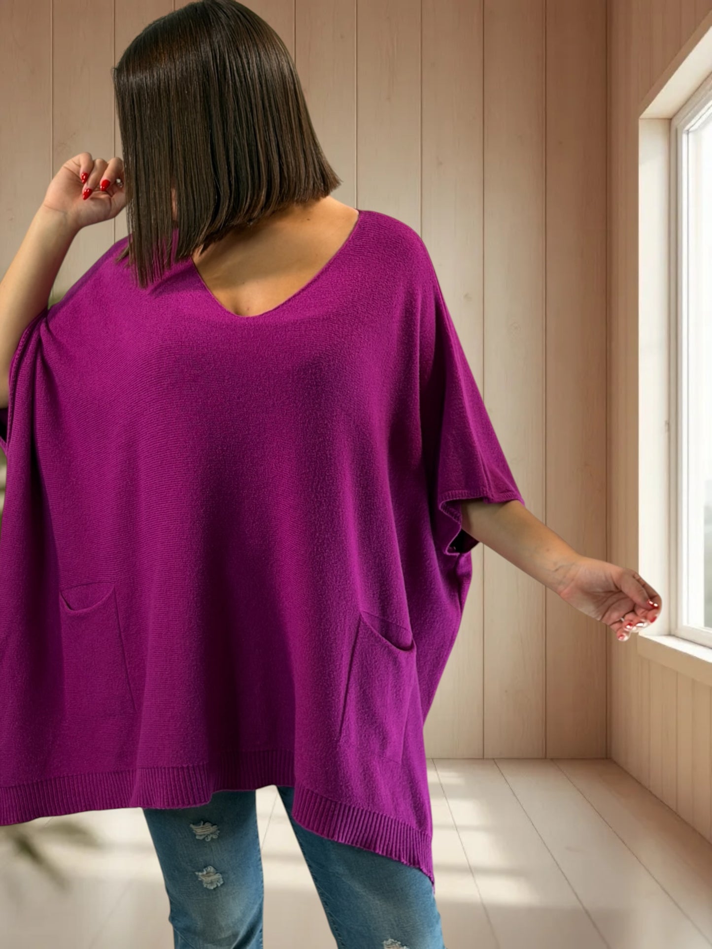 MILLO - PULL OVERSIZE CYCLAMEN JUSQU'A LA TAILLE 60