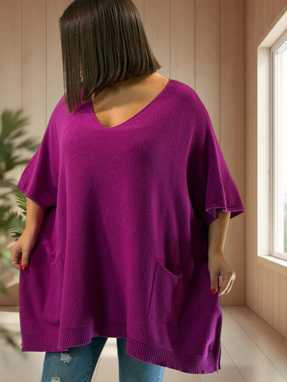 MILLO - PULL OVERSIZE CYCLAMEN JUSQU'A LA TAILLE 60