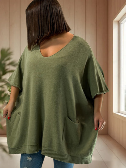 MILLO - PULL OVERSIZE KAKI JUSQU'A LA TAILLE 60
