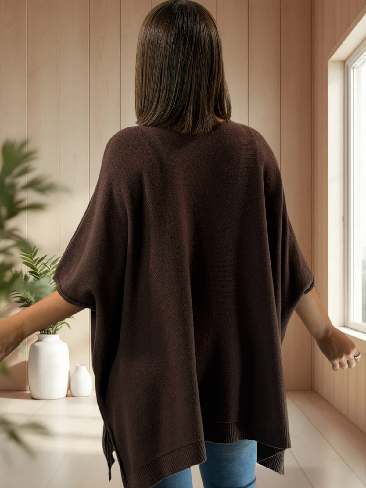 MILLO - PULL OVERSIZE MARRON JUSQU'A LA TAILLE 60