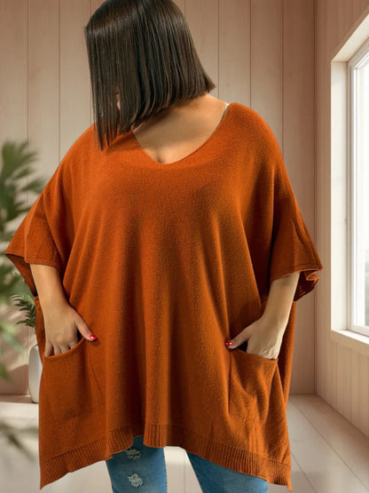 MILLO - PULL OVERSIZE ROUX JUSQU'A LA TAILLE 60