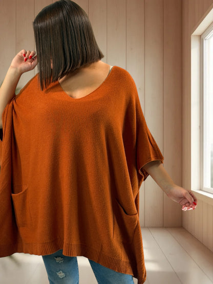 MILLO - PULL OVERSIZE ROUX JUSQU'A LA TAILLE 60