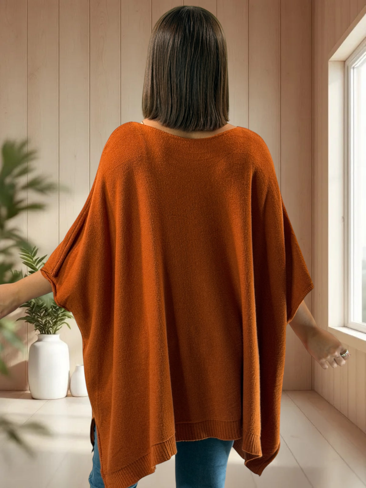 MILLO - PULL OVERSIZE ROUX JUSQU'A LA TAILLE 60