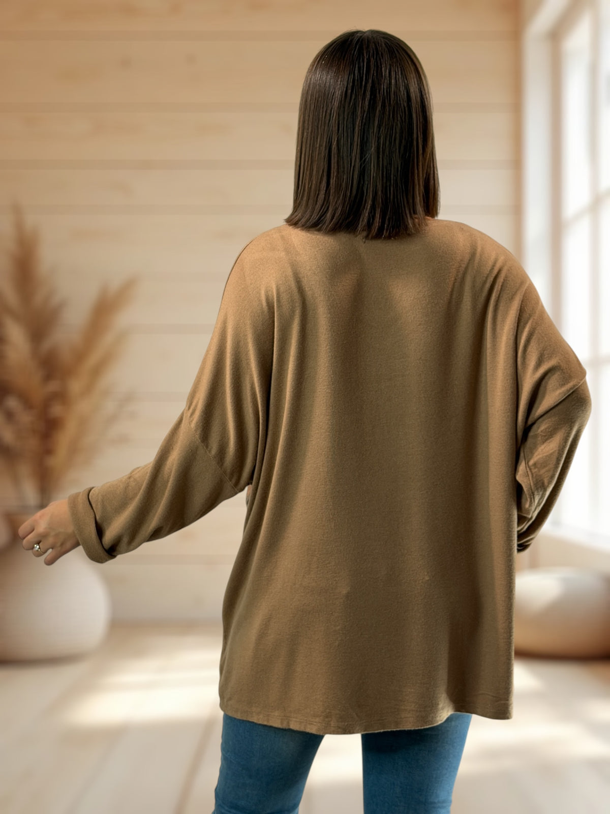OUI MAIS NON - PULL CAMEL EN MAILLE FLUIDE JUSQU'A LA TAILLE 56